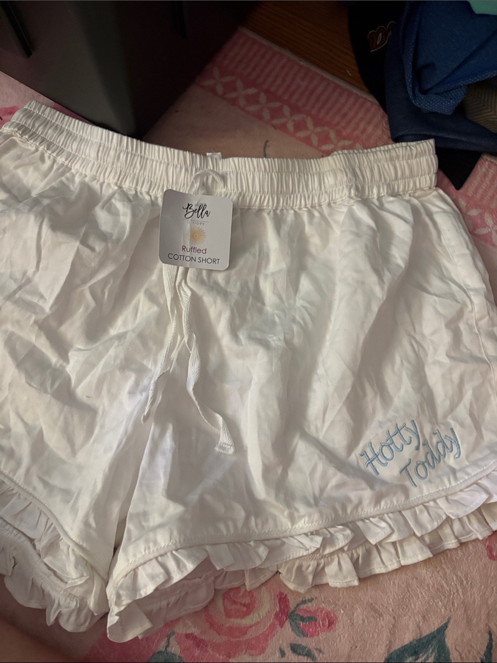 Bella Ruffled Cotton Shorts in White